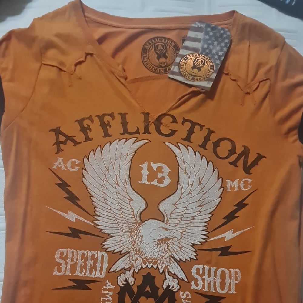 Affliction Burnt Orange Speed Shop Tee